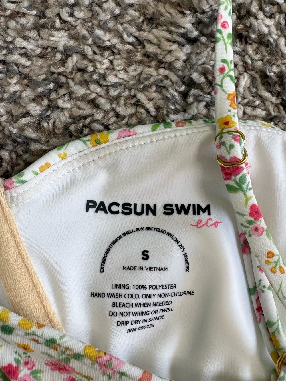 PacSun Swim Floral Ditsy Underwire Bikini Top - White with Pink, Yellow & Green - Picture 3 of 3